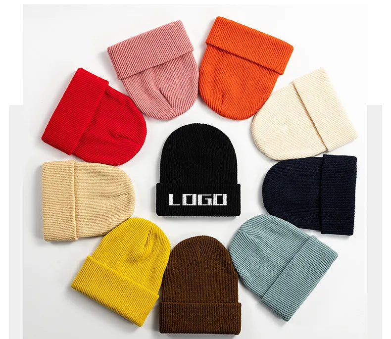 Fashion Knit Hats for Autumn and Winter Men Knitted Hat Custom Winter logo Acrylic Thick Beanie Hat