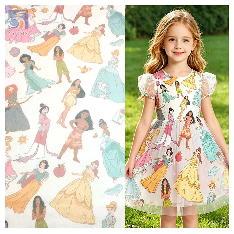 YX2095-1 Soft Tulle Custom Printed Princess Pattern European and American Children's Fabric