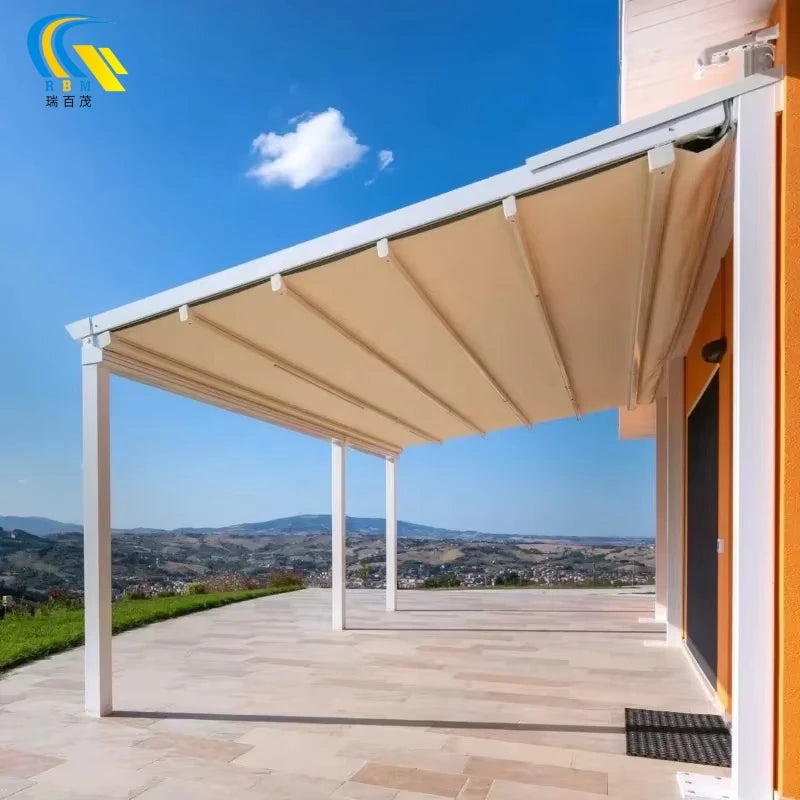 Wholesale Fully Automatic Terrace Roof Retractable Sliding and Folding Waterproof Outdoor Retractable Aluminum Pergola