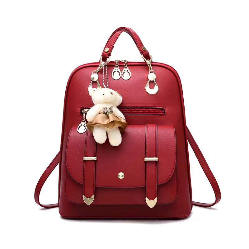 Wholesale PU Leather Schoolbag  Large Capacity Women Backpack Girls' Outdoor Travel Bag