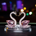 Diy Wholesale super quality animal figurine decoration romantic wedding crystal gifts yellow crystal glass swans