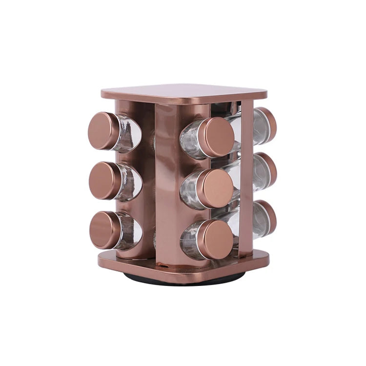 Rotating Stainless Steel Kitchen Spice Rack Carousel 12 Jar Organizer Eco-Friendly for Clutter Free Counter Top-Grand Sierra