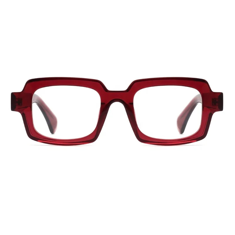 Hot Sale Vintage Design Custom Logo Bevel Thick Men Rectangle Acetate Optical Eyeglasses Frame