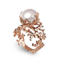 CAOSHI Factory Price Simulate Pearls Rings Jewelry Women Rose Gold Plated Wedding Elegant Large Vintage Pearl Rings for Women
