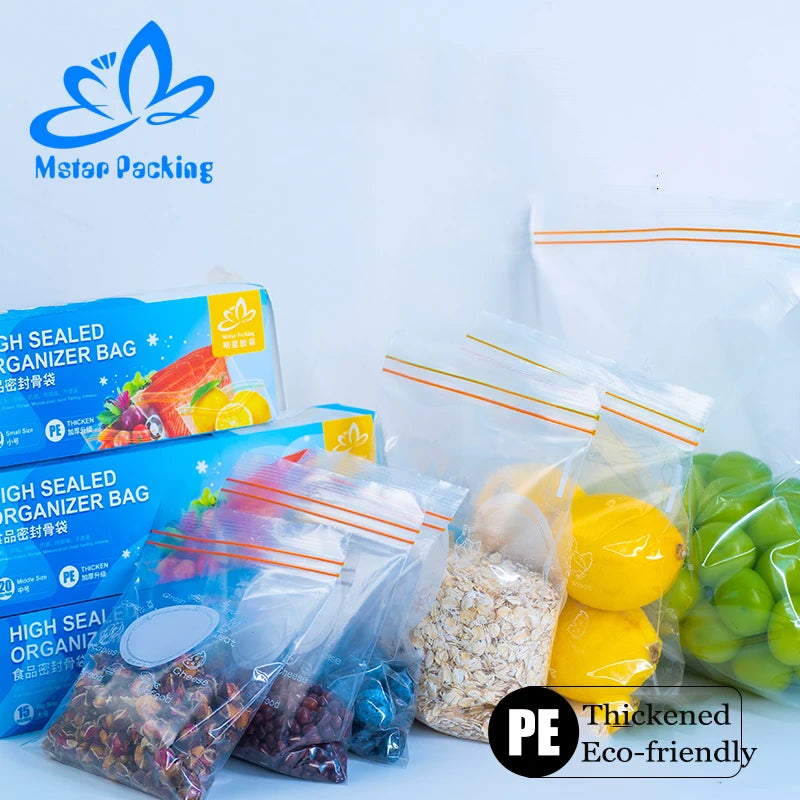 Wholesale Transparent Plastic Fresh Fruit & Vegetables Packing Bags with Thickened Zip Lock for Milk Pet Food & Jelly Storage