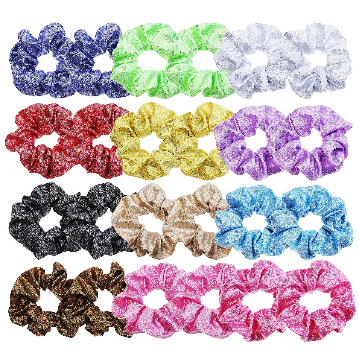 Bulk Wholesale Shiny Metallic Scrunchies Fashion Glitter Elastic Hair Bands for Girls and Women for Kids Ponytail Holder