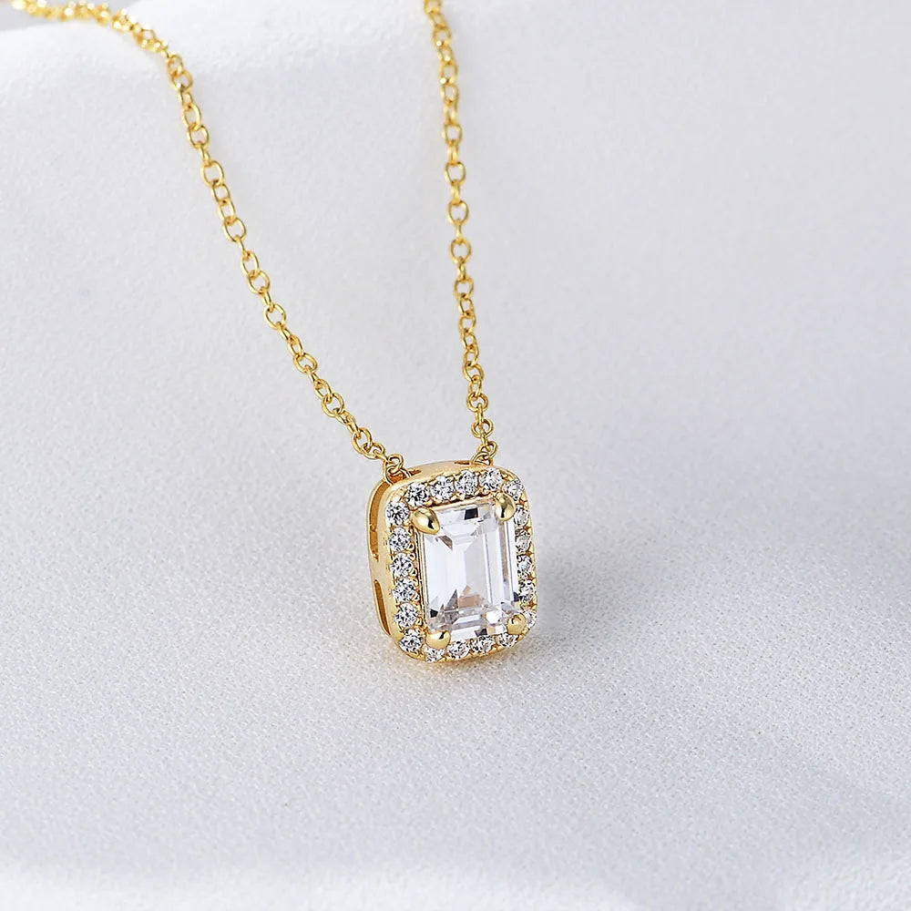 Classic Bridal Wedding Necklace Jewelry Silver 925 Wholesale Shiny Cubic Zircon Diamond Pendant Necklace