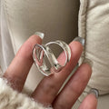 Chunky Double Layer Curved Rings for Women 925 Sterling Silver Girl Rings Fine Jewelry