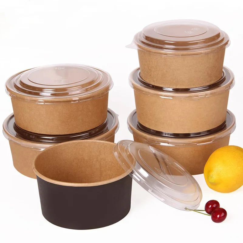 Ensaladera De Papelenvironmentally Friendly Kraft Salad Paper Bowl with PET Lid