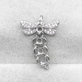 Sterling Silver 3mm/4mm Semi Mount Pendant Empty Frame Blank Support Setting S925 Base Holder Without Center Stone for DIY Inlay