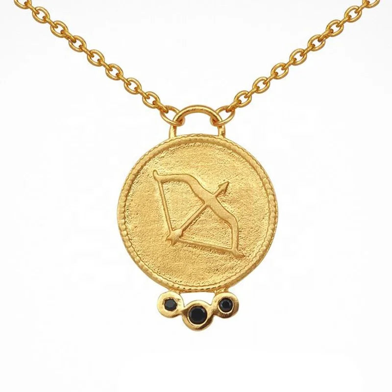 Milskye Hot Selling Fashion Fine Jewelry for Women 925 Sterling Silver 18K Gold Coin Archer Sapphire Necklace