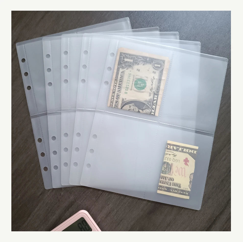 Custom Tear-resistant Frost Clear PVC 100 Savings Challenge Organizer 4 Pocket Page Photocard A5 Binder Envelope Plastic Sleeves