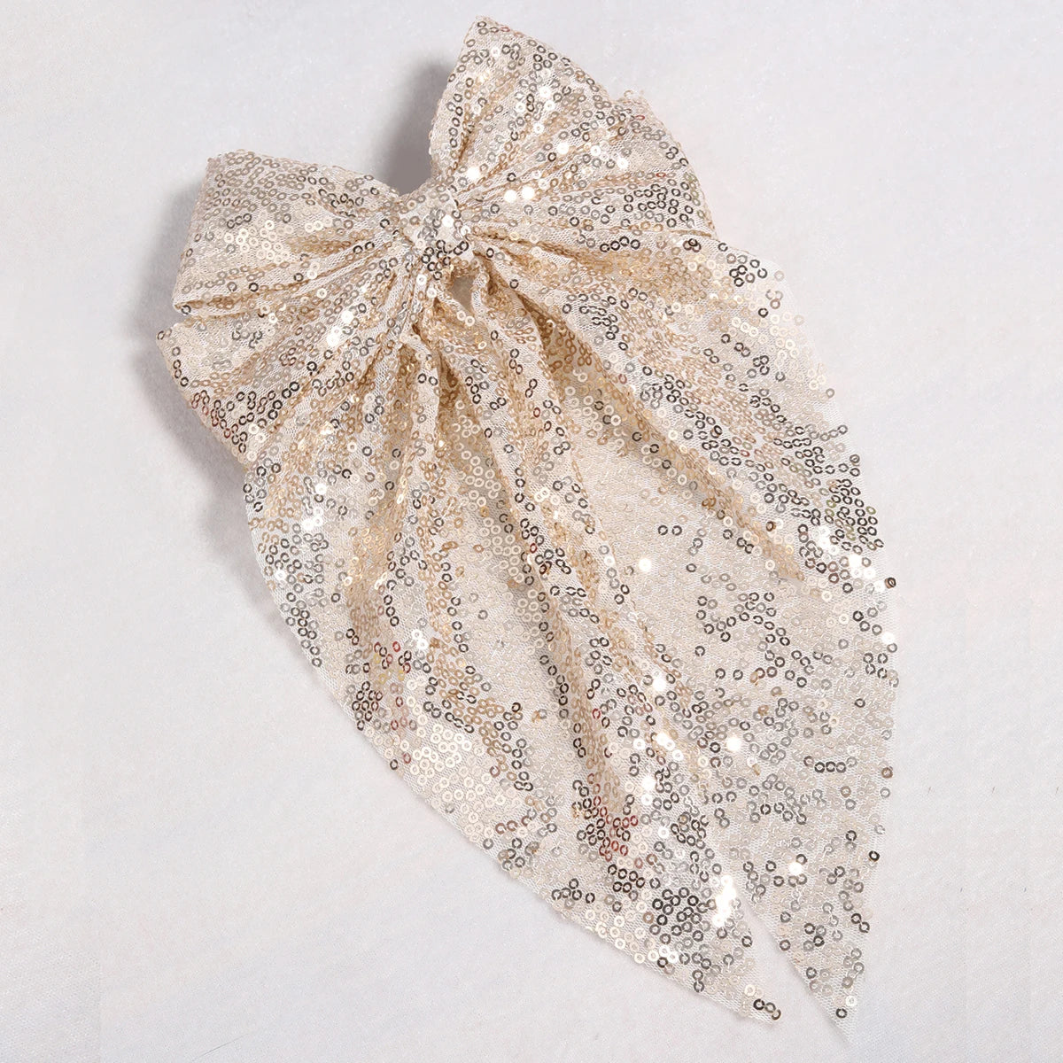 CN Large Sequin Glitter Sparkle Hair Bows for Women Girls Solid Color Shiny Hair Clip