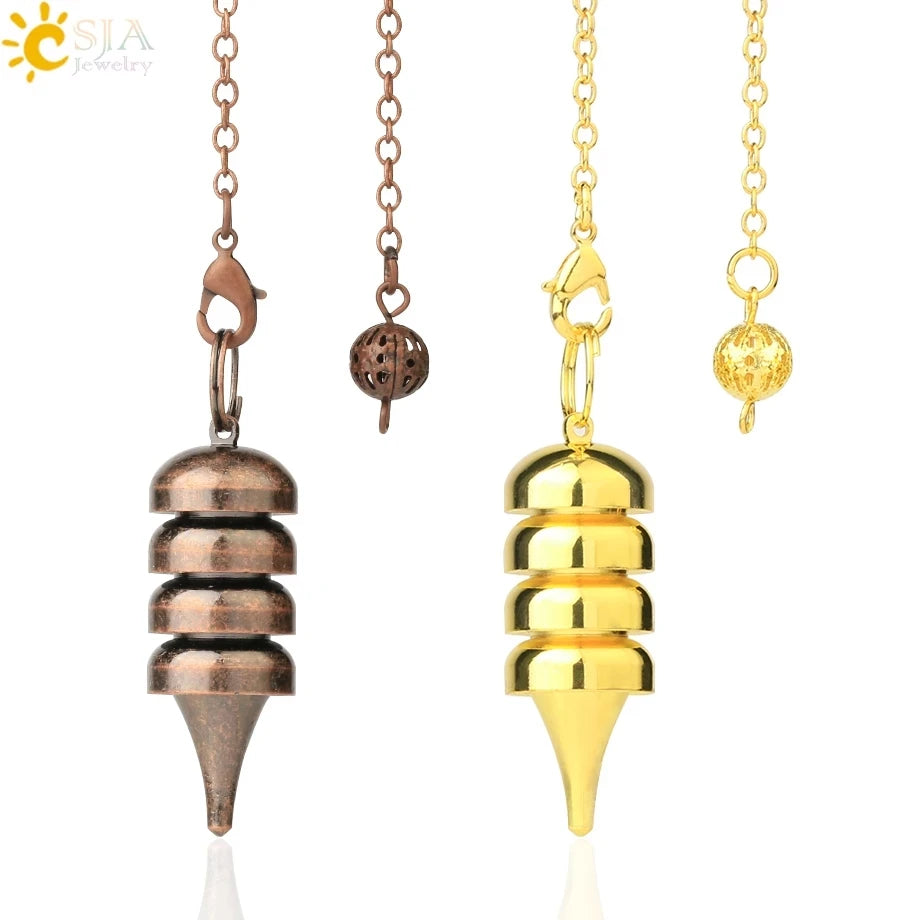 CSJA Wholesale Cheap Divination Copper Pendulum Pendule Wholesale Metal Healing Dowsing Pendulums for Sale G609