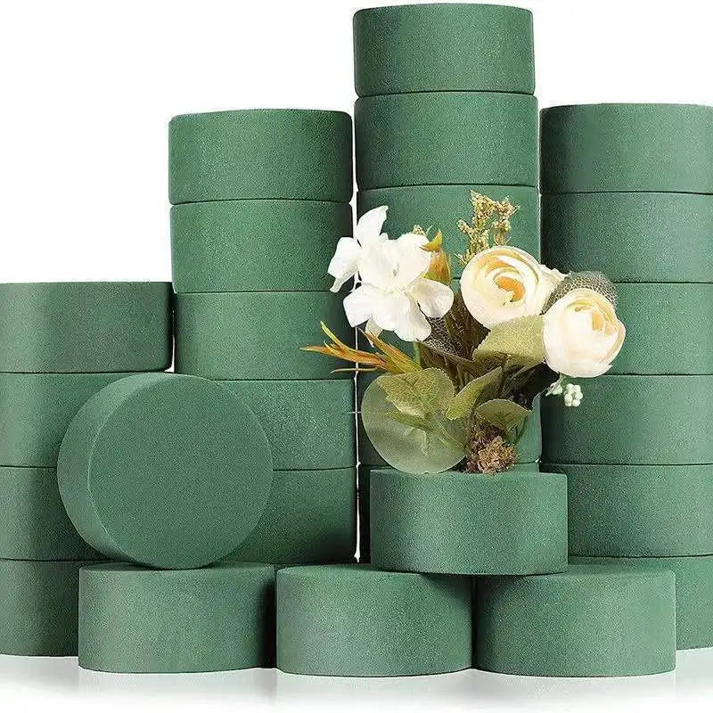D156 Wet Florist Block Flower Arrangement Supplies for Wedding Aisle Flowers Round Floral Foam Blocks Green Wet Foam Block