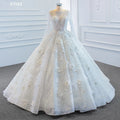 Jancember RSM67183 Ladies Luxury Real Heavy Beading 3D Flower Ball Gown Wedding Dress