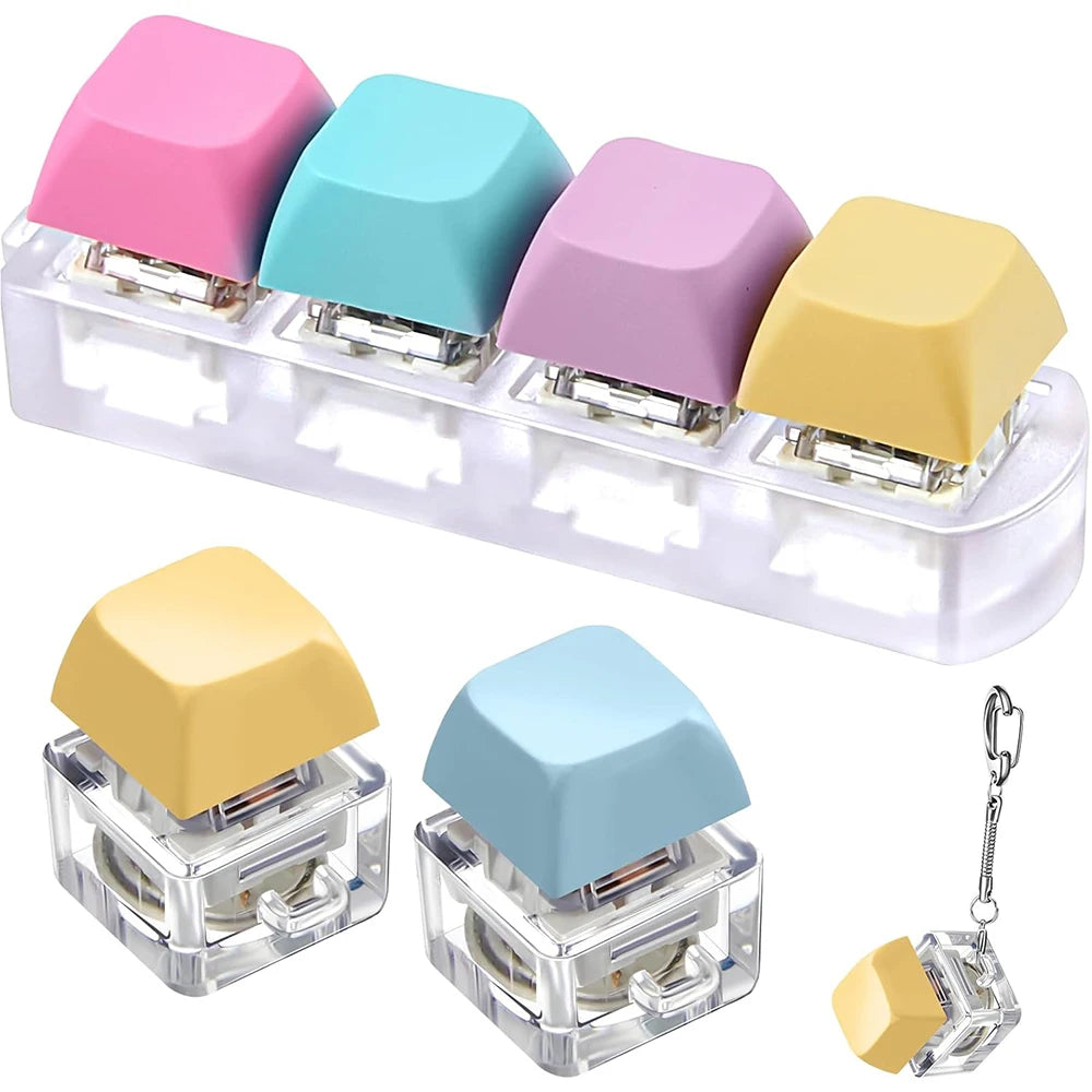 New Trending 4 in 1 Keyboard Fidget Toys Keyboard Clicker Keychain Fidget Button Keyring Stress Relief Toys for Adult