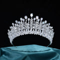 LUOXIN Luxury Full Zircon Wedding Tiara Women Hair Accessories Silver Plated Bridal Crown