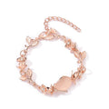 Korean Jewelry Creative Women Opal Chain Link Bracelet Trendy Dazzling Simple Leaves Rose Gold Bracelets Sets