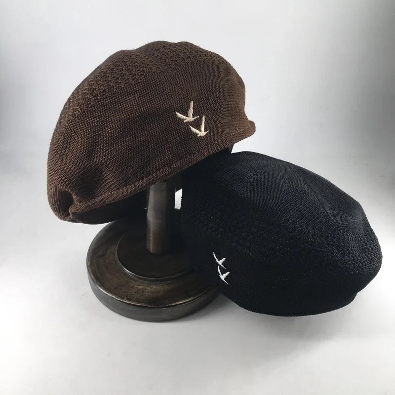 Custom Embroidery logo Knitted Mesh Cap Reverse Wear Spring Summer Autumn Ivy Hat