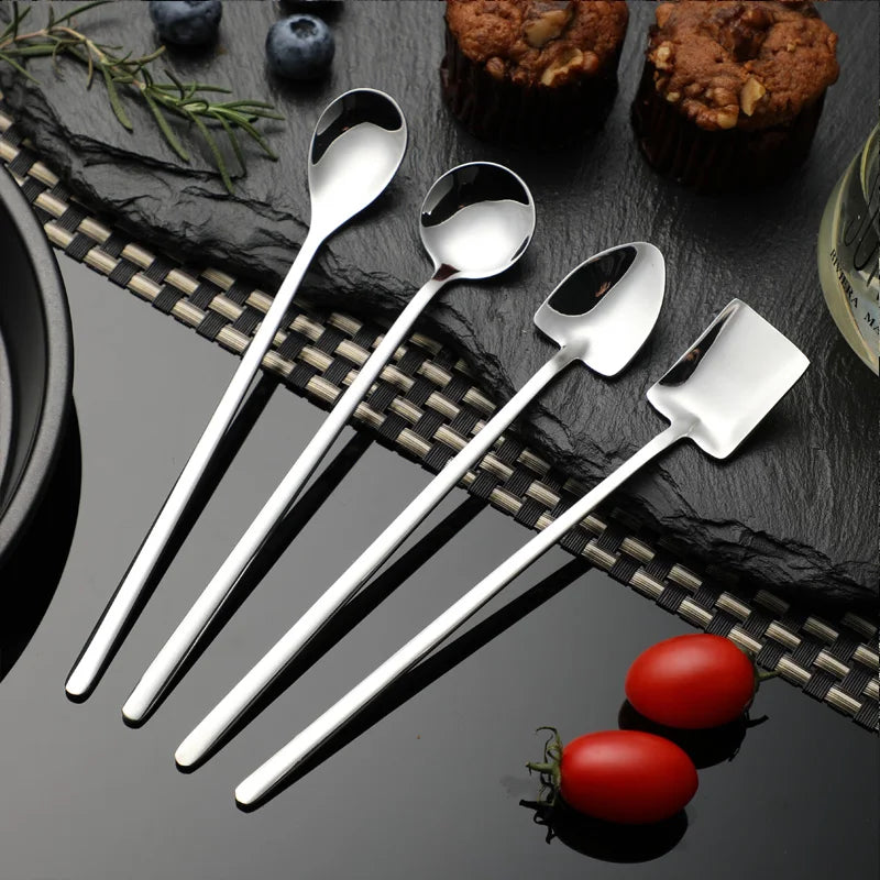 2022 Creative Custom 304 Stainless Steel Teaspoon Popular Small Long Handled Silverware for Dessert Tea Spoon