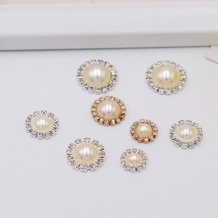 Factory Sale New Fashion Golden Chatons Claw ABS Half Round Pearl Rhinestones for Wedding Hairpins Garments DIY