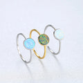 New Design Natural Stone Sterling Siver Opal Circle Shaped Jewelry Engagement Rings Artificial Finger Rings for Women