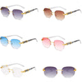 Men Women Fashion Retro Square Hip Hop Sunglasses Luxury Gold Rimless Shades Glasses