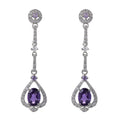 Gorgeous Rhodium Plated 925 Silver Jewelry Trendy Natural Amethyst Drop Earrings Geometric Party Fine Gemstone Earrings for