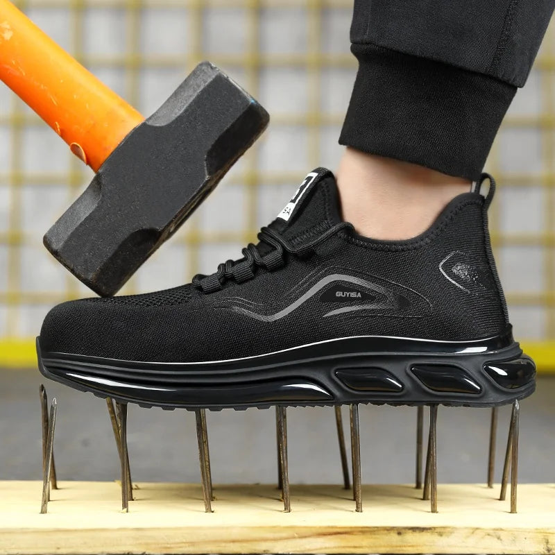 Brand New Men's Work Boots TPU Sole Steel Toe Cushioned Safety Shoes Leather Fabric Rubber Autumn Foot Protection Anti- Smashing