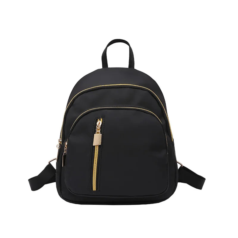 2026 Hot Black Small Backpack Waterproof Nylon Girls Ladies Backpack Fashion College Style Backpack