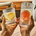Ribbed Crystal Heavy Thick Corin Cocktail Tumbler Hand Blown Tea Mug Milk Coffee Juice Water Vertical Striped Drinking Glass