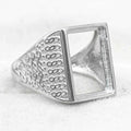 Sterling Silver 12*16mm Semi Mount Men's Ring Frame Empty Blank Bar Bezel Setting S925 Base Without Center Stone for DIY Inlay
