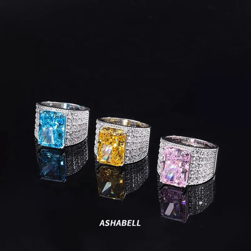 Luxury S925 Sterling Silver Ring  5A Zircon Ice Cut  Ring  for Women Anniversary Engagement Gift Jewelry