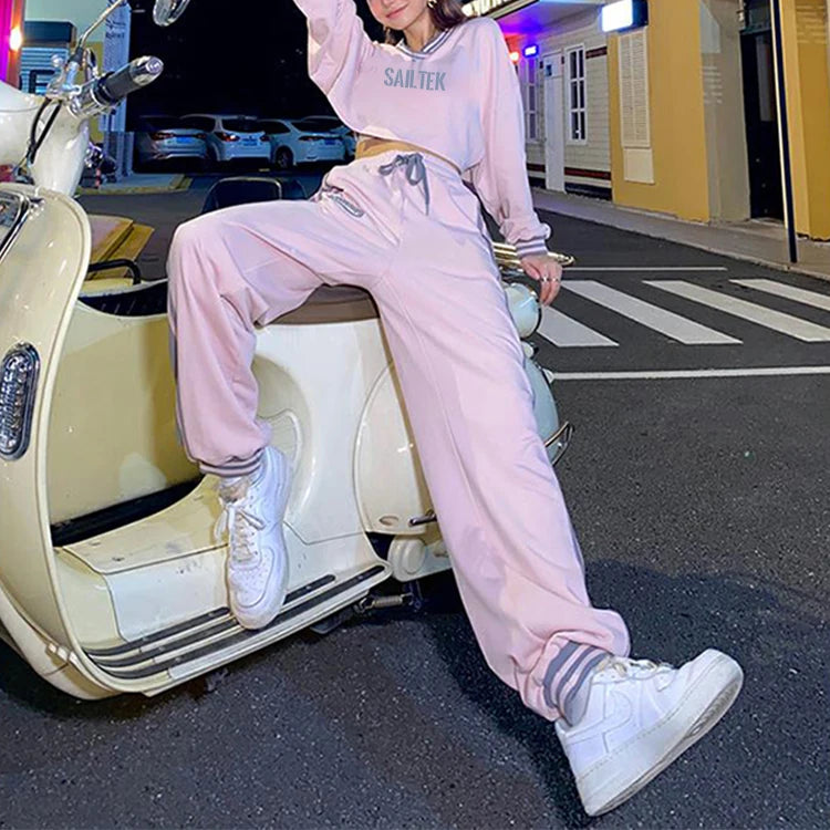 Fall Clothes Women Streetwear Two Piece Outfit Custom Long Sleeve Crop Top Hoodie Set Women Sweat Suits Set Hoodie Set