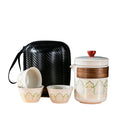 Portable Mini Ceramic Travel Tea Set for Outdoor Camping Kung Fu Car Tea Brewing Home On-the-Go & Logo Engraved Gift