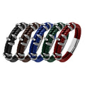 Newest Fashion Double Layer Dragon Claw Leather Braided Bracelet Unisex Hip Hop Wristbands with Stainless Steel Clasp