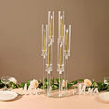 HOT Large Acrylic 3 Arms Candelabra Wedding Acrylic Candle Holders Decoration Table Centerpiece Fit LED Candle
