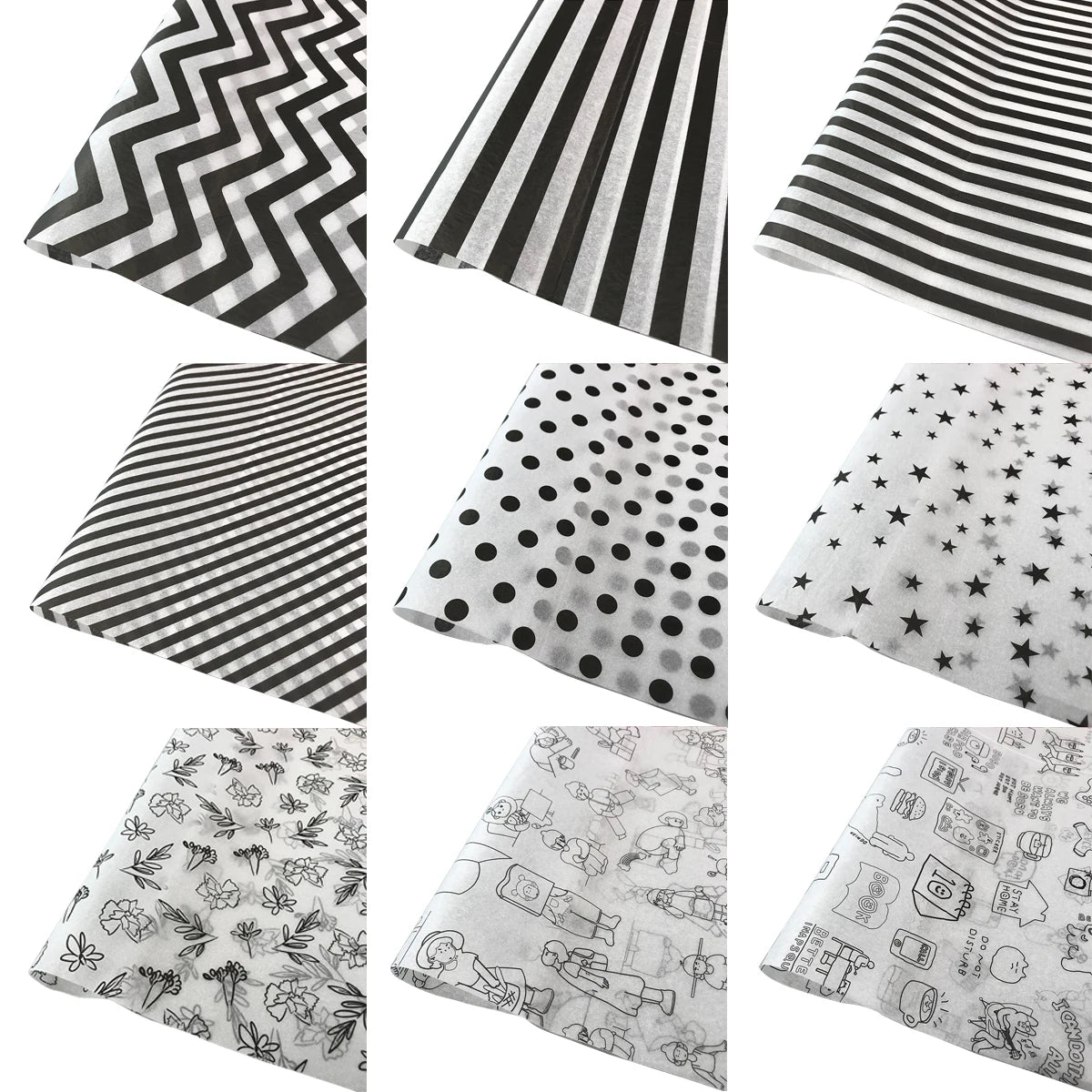 Ready to Ship White Tissue Paper Print Black Logo Paper Tissue Packaging