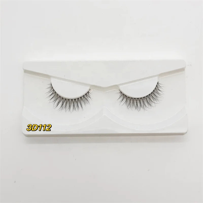 Clear Band Soft Fibers Handmade Natural Faux Mink Full Strip Eyelashes Custom Logo  Synthetic Lashes 10mm natrual lash
