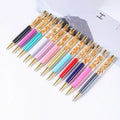 SHULI Dlugopis Floating Gold Flake Metal Crystal Ball Pen with Glitter and Gold Foil Metal Ballpoint Pen With Customized Logo
