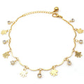 Fashion Trendy Korean Brass Alloy 18k Gold Hand Pendant Charm Dangles Anklet Tassels Foot Ankle Bracelet Jewelry