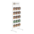 Metal Wire Display Rack Battery Display Rack Grid Shelf with Hooks Customizable Retail Display Rack