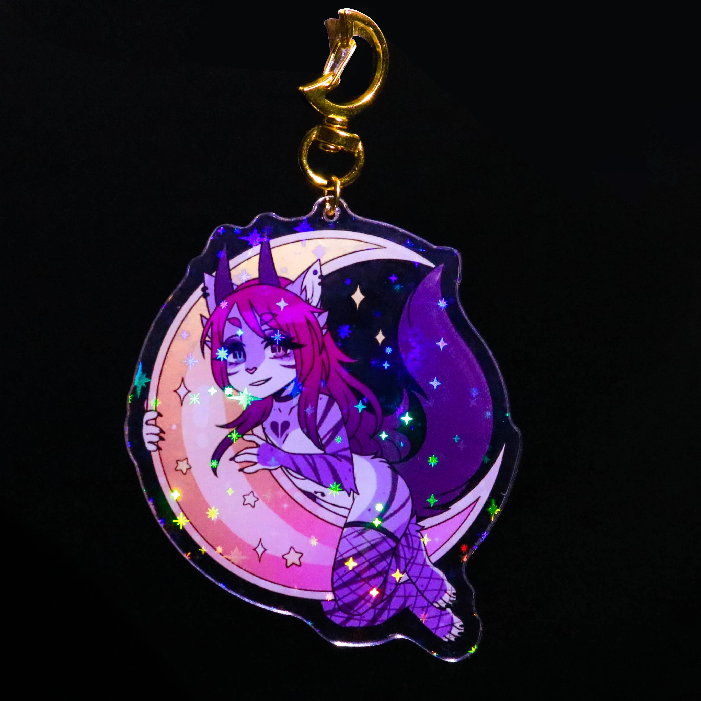 Acrylic Holographic Keychain Hologram Anime Glitter Custom Charms Acrylic Keychain Custom