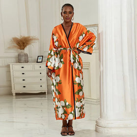 New Plus Size Long Sleeve Cardigan Homewear Robe Vacation Sunscreen Kaftan
