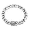 KALEN Fashion Men Rhinestone Buckle Cuban Bracelet Charm Stainless Steel Bracelets