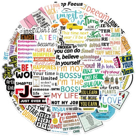 50pcs Waterproof Vinyl Decorative Stickers Entrepreneur Quotes for Water Bottles Laptop Luggage Cup Computer Mobile Phone