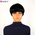 Large Stock Vigorous Women Human Hair Wig Bob Hair Cut Pixie Natural Black Fluffy Human Hair Wig Daily Use for Women