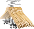 Tailai Wooden Factory Price Wholesale Natural Color Custom Wooden Hanger for Clothes Wooden Suit Hangers