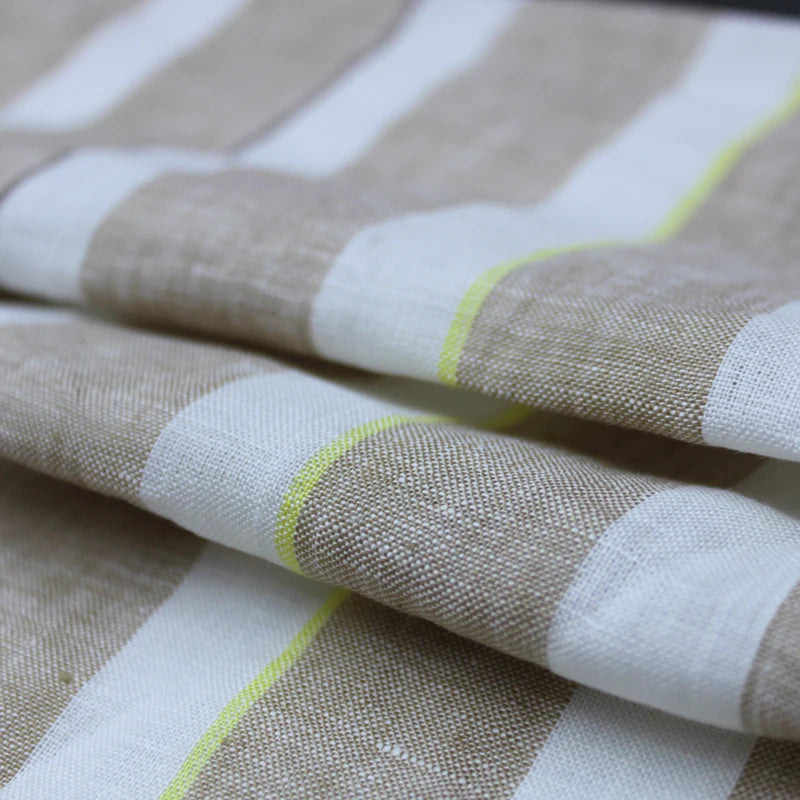 Sustainable Shiny Linen Fabric Grey Plain for Sofa YARN DYE STRIPE